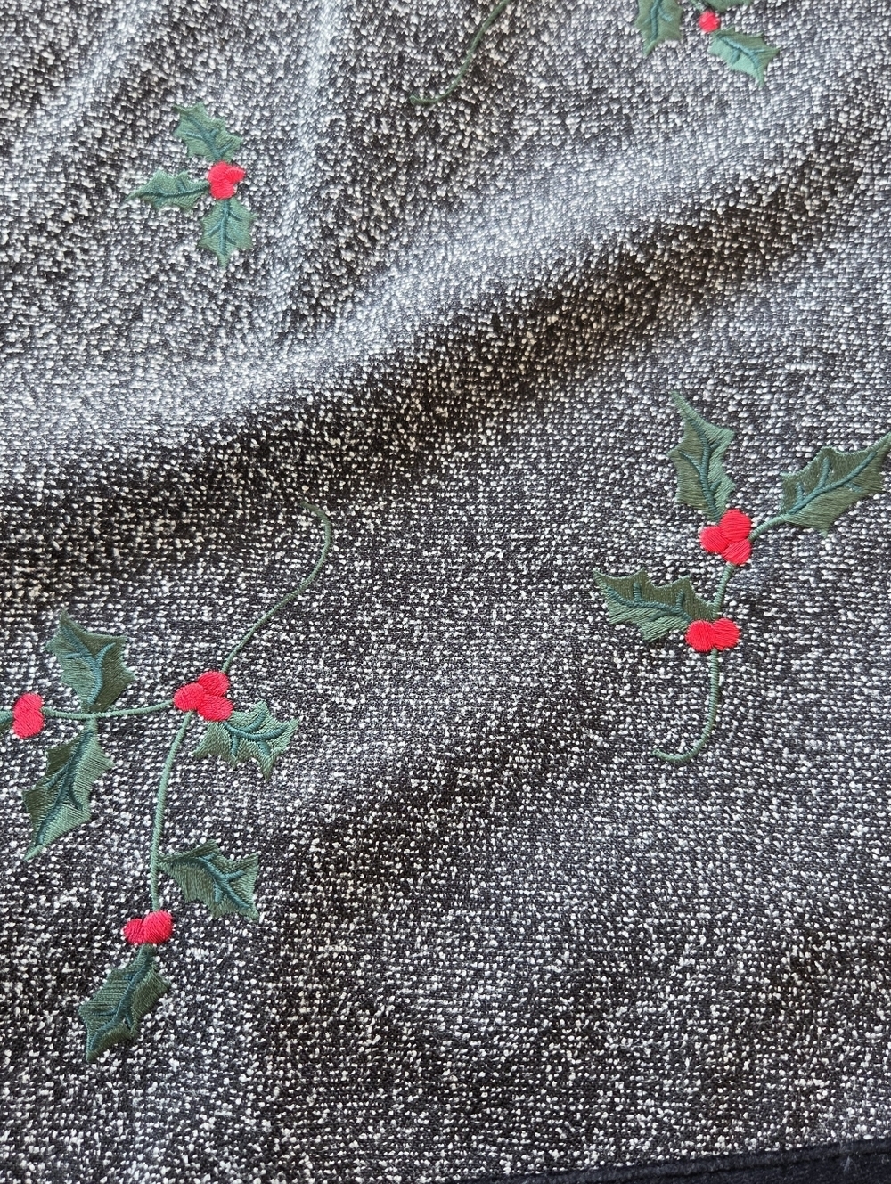 C.J. Banks Holly Berry Embroidered Holiday Vest Plus Size 18W Black Silver Zip - Picture 2 of 12